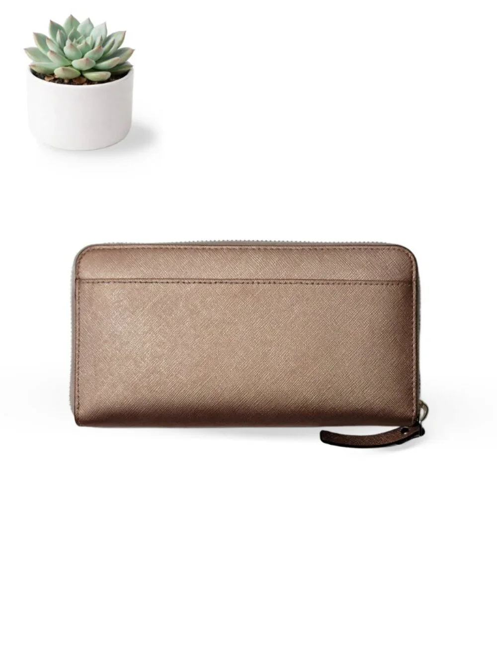 Kate Spade New York Neda Laurel Way Metallic Rose Gold Zip Around Wallet - Picture 5 of 8